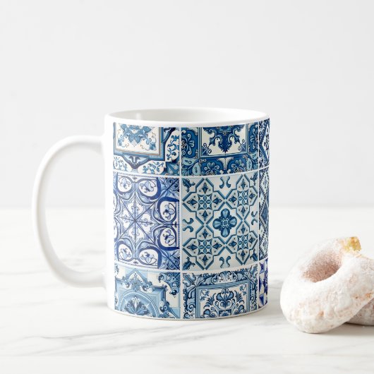 Mug Carrelage méditerranéen, Portugais, Azulejo, Majol (Avec donut)