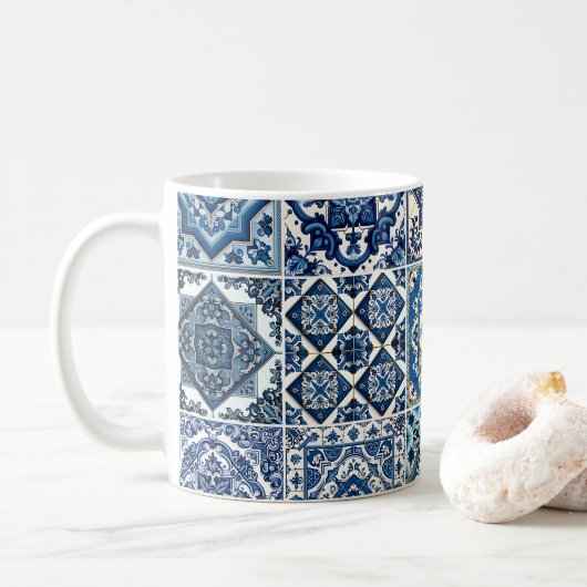 Mug Carrelage méditerranéen, Portugais, Azulejo, Majol (Avec donut)