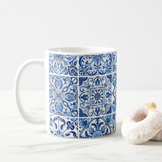 Mug Carrelage méditerranéen, Portugais, Azulejo, Majol (Avec donut)