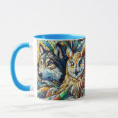 Mug Carrelage mosaïque Loup et hibou (Gauche)