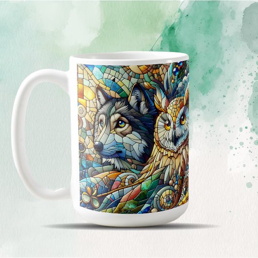 Mug Carrelage mosaïque Loup et hibou