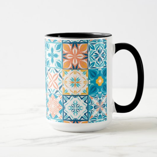 Mug Carrelage orange et bleu (Droite)