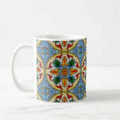 Mug Carrelage Peranakan Rouge Orange Fleur Ornementale (Gauche)