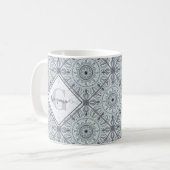 Mug Carrelage personnalisé Harmonie florale Gris Manda (Devant gauche)