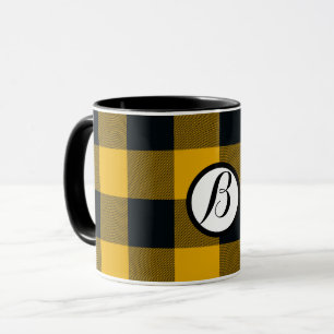 Mug Carrés à carreaux jaunes et noirs Buffalo Plaid