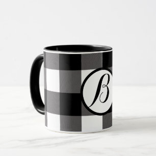 Mug Carrés à carreaux noirs et blancs en plaid de buff