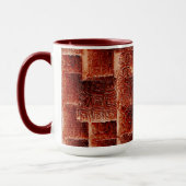 Mug Carrés avec texture murale rouge foncé et clair (Gauche)