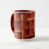 Mug Carrés avec texture murale rouge foncé et clair (Devant gauche)