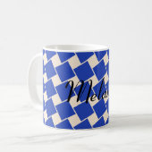 Mug Carrés Bleu Denim et Blanc Antique (Devant gauche)