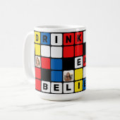 Mug Carrés couleur primaires avec lettres et photos (Devant gauche)