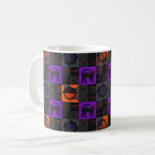Mug Carrés de chat noir Halloween