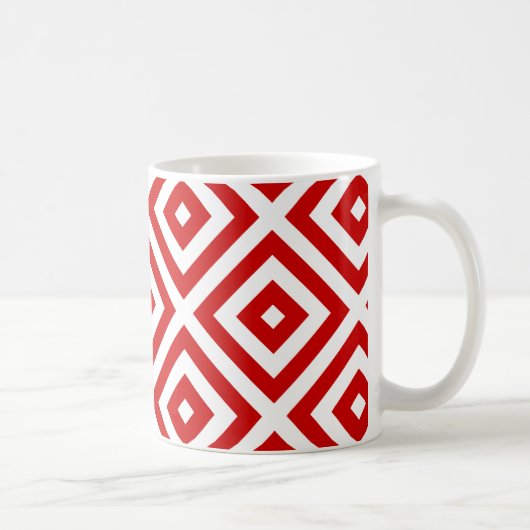 Mug Carrés de grand-mère rouges et blancs (Droite)