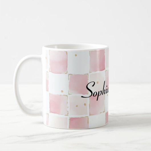 Mug Carrés de la ceinture rose léopard (Gauche)