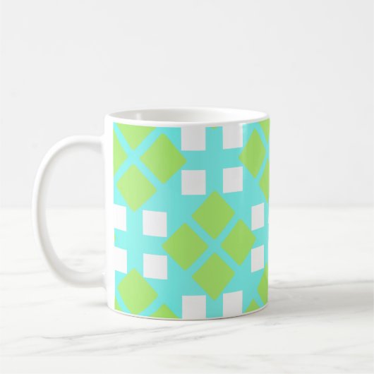 Mug Carrés et diamants en Cyan (Gauche)