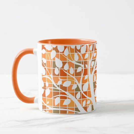 Mug Carrés et feuilles d'automne (Gauche)
