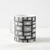 Mug carrés géométriques Abstraits motif noir et blanc (Devant gauche)
