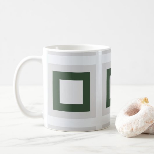 Mug Carrés géométriques concentriques gris sarcelle ve (Avec donut)