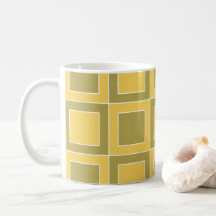 Mug Carrés géométriques motif jaune vert