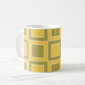 Mug Carrés géométriques motif jaune vert (Devant gauche)