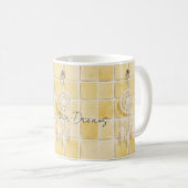 Mug Carrés Jaune Citron Attrape-Rêves Crème (Devant droit)