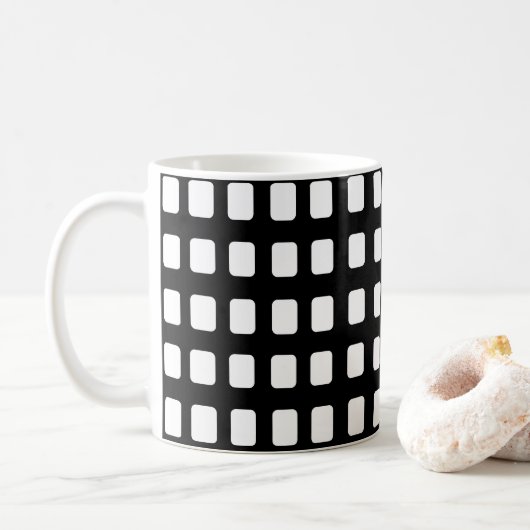 Mug Carrés modernes noir et blanc (Avec donut)