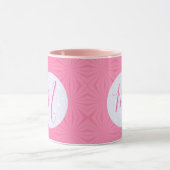 Mug Carrés ondulés rose doux Initiale personnalisée (Centre)