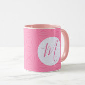 Mug Carrés ondulés rose doux Initiale personnalisée (Devant droit)