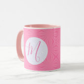 Mug Carrés ondulés rose doux Initiale personnalisée (Devant gauche)