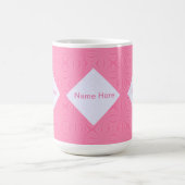 Mug Carrés ondulés rose et blanc monogrammés (Centre)