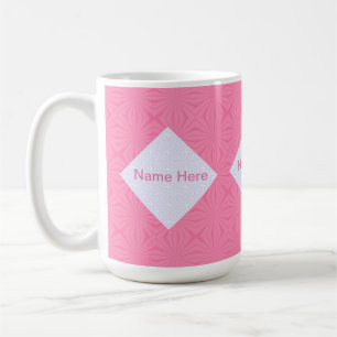 Mug Carrés ondulés rose et blanc monogrammés
