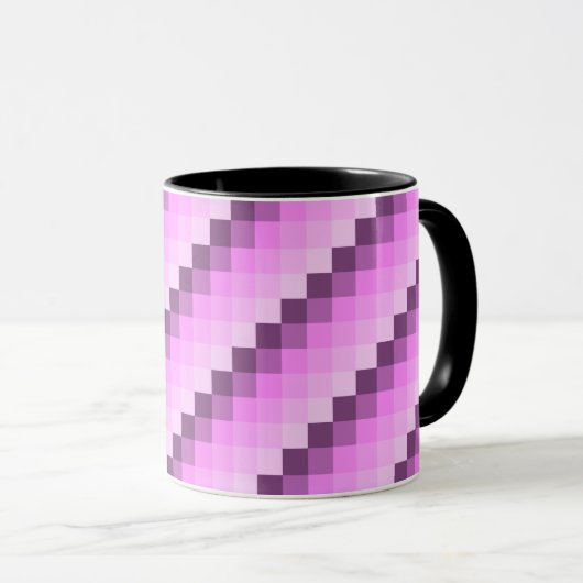 Mug Carrés roses et violets (Devant droit)
