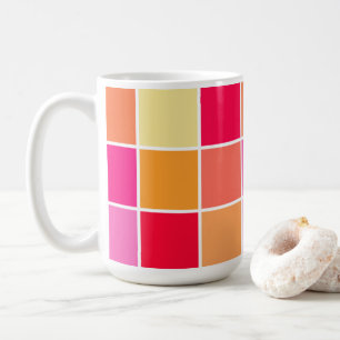 Mug Carrés roses, orange et jaunes