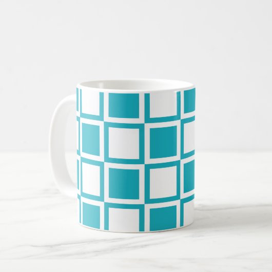 Mug Carrés turquoise Bold Mod (Devant gauche)