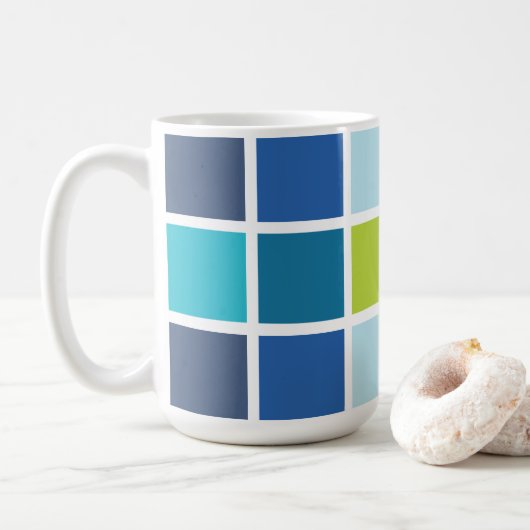 Mug Carrés Vichy Bleu Vert (Avec donut)