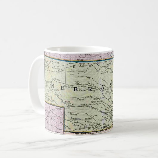 Mug Carte ancienne du Nebraska (Devant gauche)