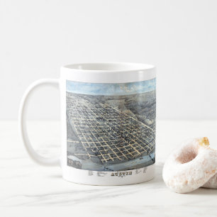 Mug Carte antique aérienne de la ville d'Austin, Texas