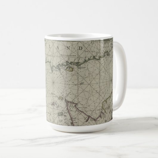 Mug Carte antique de la Manche, 1666 (gravure de (Devant droit)