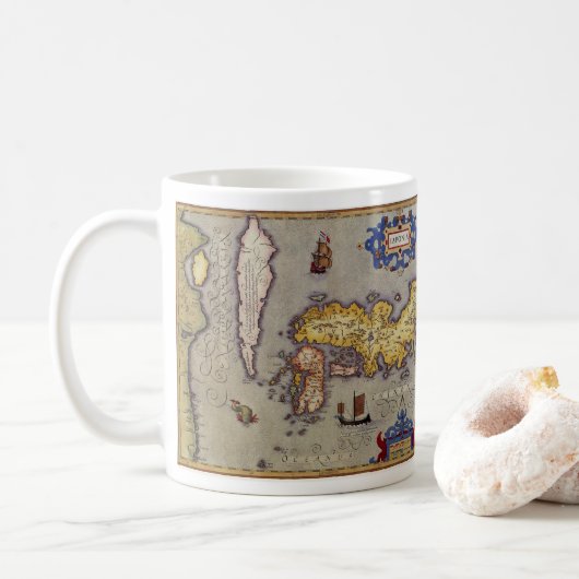 Mug Carte antique du Japon par Mercator et Hondius (Avec donut)
