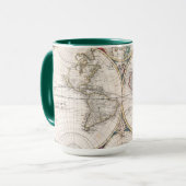 Mug Carte antique du monde de Double-Hémisphère (Devant gauche)