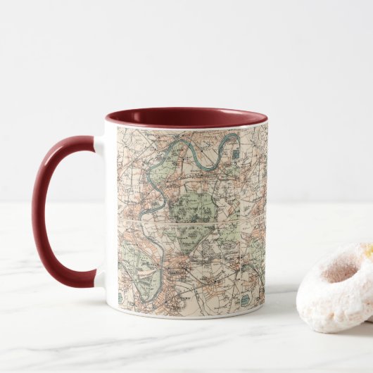 Mug Carte antique Londres Thames (Avec donut)