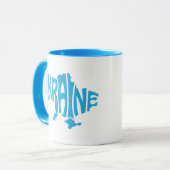 Mug Carte bleue ukrainienne avec inscription Ukraine (Devant gauche)