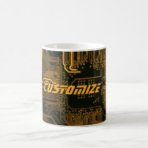 Mug Carte circuit orange PCB personnalisée geek Out