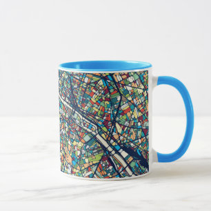 Mug Carte colorée de Paris France
