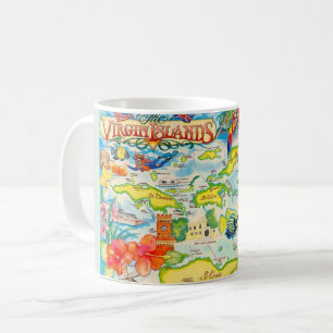 Mug Carte colorée des Îles Vierges