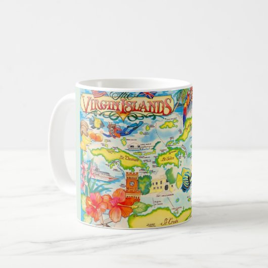 Mug Carte colorée des Îles Vierges (Devant gauche)