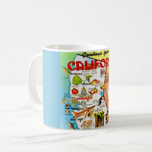 Mug Carte colorée vintage de Californie 