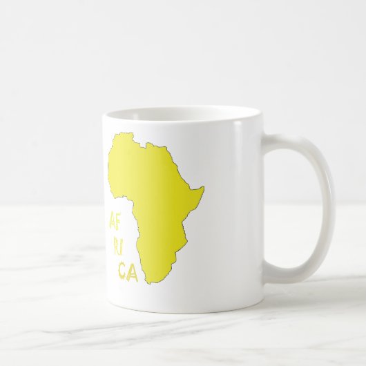 Mug Carte d'Afrique jaune funky (Droite)