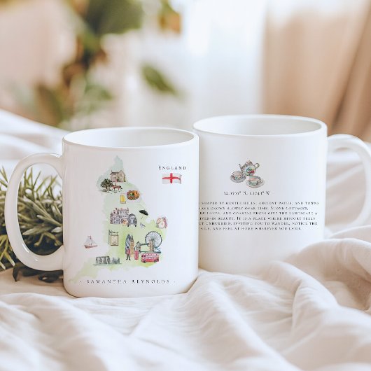 Mug Carte d'Angleterre illustrée à l'aquarelle | Monog