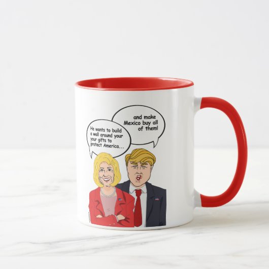 Mug Carte d'anniversaire Hillary vs Trump - Un mur aut (Droite)