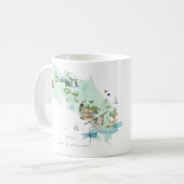 Mug Carte d'aquarelle illustrée Costa Rica | Monogramm (Devant gauche)